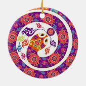 中国のな(占星術の)十二宮図のヘビのカラフルシリーズ セラミックオーナメント (裏面)