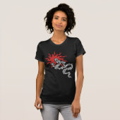 中国のな(占星術の)十二宮図-火のドラゴンの印の暗闇のTシャツ Tシャツ (正面フル)