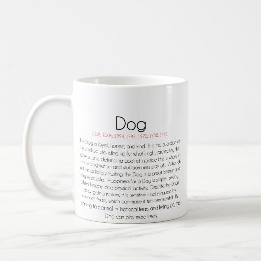 中国のな(占星術の)十二宮図(犬の年) 2 コーヒーマグカップ (左)