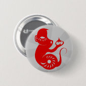 中国のな(占星術の)十二宮図PAPERCUT猿のイラストレーション 缶バッジ (正面&裏面)