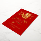 中国ののエレガントロ結婚ゴフローラは日付を保存する 箔招待状 (回転した状態)