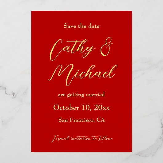 中国ののエレガントロ結婚ゴフローラは日付を保存する 箔招待状 (裏面)