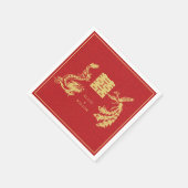 中国ののドラゴン結婚 – フェニックスダブル西レッド金ゴールド スタンダードカクテルナプキン (角)