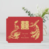 中国ののドラゴン結婚 – フェニックスダブル西レッド金ゴールド 招待状 (スタンド正面)
