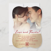 中国のの結婚シンプル愛と写真感謝していカード サンキューカード (正面)