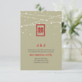 中国のの結婚ダブル幸福シック妖精のライト 招待状 (スタンド正面)