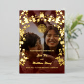 中国のの結婚フォトゴールドフォイル招待状 箔招待状 (立ち正面)