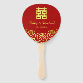 中国のの結婚フローラバラは赤と金ゴールド ハンドファン