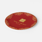 中国のの結婚フローラバラは赤と金ゴールド ペーパープレート (アングル)