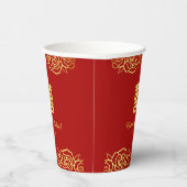 中国のの結婚フローラバラは赤と金ゴールド 紙コップ (右)