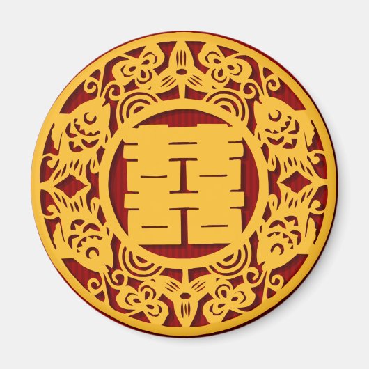 中国のの結婚Double Happiness Sticker(v1) マグネット (正面)