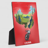中国のイラスト地図旅行ポスター フォトプラーク (側面)