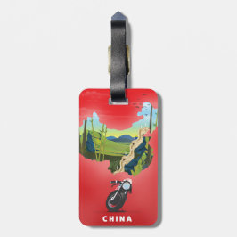 中国のイラスト地図旅行ポスター ラゲッジタグ