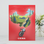 中国のイラスト地図旅行ポスター 招待状 (スタンド正面)
