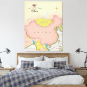中国のイラスト地図 キャンバスプリント (インサイチュ (寝室))