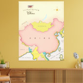 中国のイラスト地図 キャンバスプリント (インサイチュ (リビング))