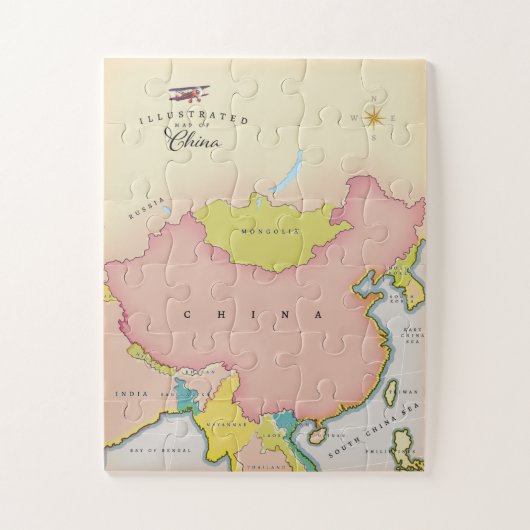 中国のイラスト地図 ジグソーパズル (縦)