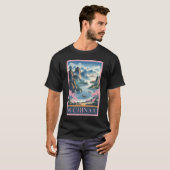中国のイラスト ピンクの旅の芸術 ビンテージ Tシャツ (正面フル)