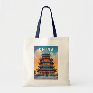 中国のイラスト 旅行 アート ヴィンテージ トートバッグ