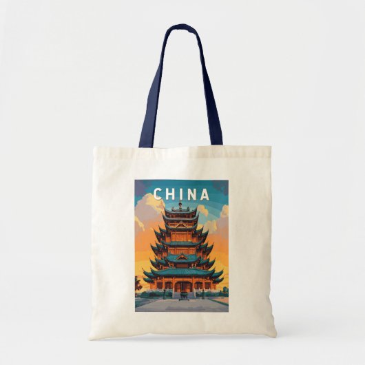 中国のイラスト 旅行 アート ヴィンテージ トートバッグ (正面)