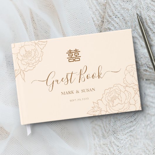 中国のエレガントな二喜Wedding ゲストブック