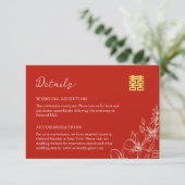 中国のエレガント結婚のフローラ・スクリプト赤詳細 エンクロージャーカード (スタンド正面)