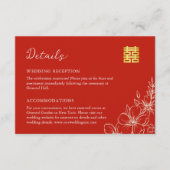 中国のエレガント結婚のフローラ・スクリプト赤詳細 エンクロージャーカード (正面)