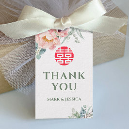 中国のエレガントPeony Double Happiness結婚のラベル ギフトタグ