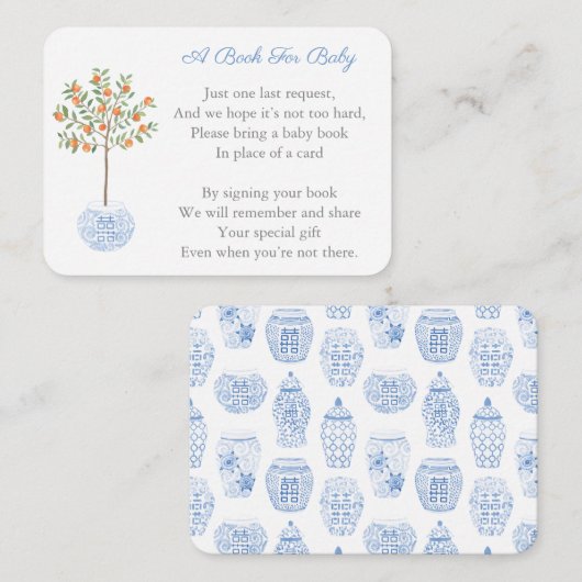 中国のオレンジ色の木が本の赤ちゃんシャワーをもたらす エンクロージャーカード (正面/裏面)
