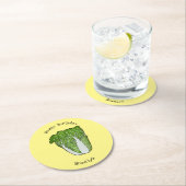 中国のキャベツの漫画のイラスト ラウンドペーパーコースター (インサイチュ)