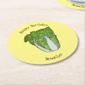 中国のキャベツの漫画のイラスト ラウンドペーパーコースター (アングル)
