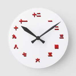 中国のキャラクター時計（赤） ラウンド壁時計