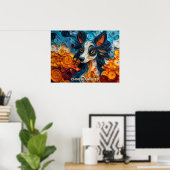 中国のクリステッド金髪の犬のポートレート ポスター (ホームオフィス)