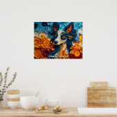 中国のクリステッド金髪の犬のポートレート ポスター (キッチン)