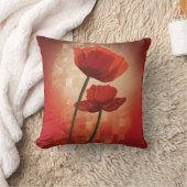 中国のケシが付いている枕 クッション (ブランケット)