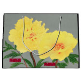 中国のケシの黄色と灰色の抱き枕 ラージペーパーバッグ (正面)