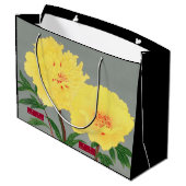 中国のケシの黄色と灰色の抱き枕 ラージペーパーバッグ (裏面アングル)