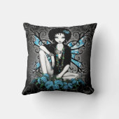 中国のゴシック様式ティール(緑がかった色)のレトロの花の妖精の装飾用クッション クッション (裏面)
