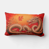 中国のゴールデンレッドドラゴン新年装飾用クッション ランバークッション (裏面)