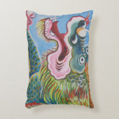 中国のシー・フー・ドッグ / ライオン・ガーディアン壁画 アクセントクッション (正面(垂直))