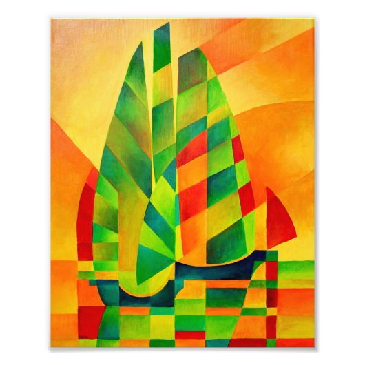 中国のジャンク、日没、帆と影はっきりした フォトプリント (正面)