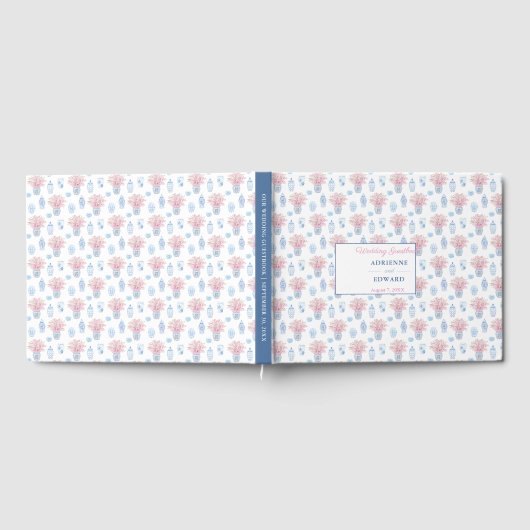 中国のジャース名門私立校風のネイビーブルーとピンク結婚グのグ ゲストブック (全面)