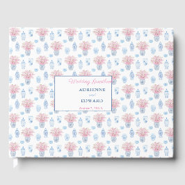 中国のジャース名門私立校風のネイビーブルーとピンク結婚グのグ ゲストブック