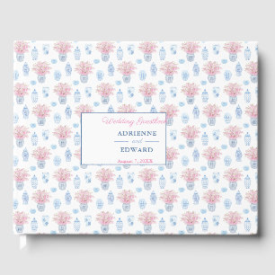 中国のジャース名門私立校風のネイビーブルーとピンク結婚グのグ ゲストブック