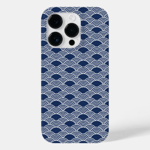 中国のスタイルを抽象化した青い海の波 Case-Mate iPhone 14 PROケース