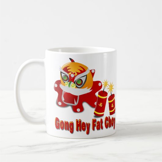 中国のドラゴンと花火 コーヒーマグカップ (左)