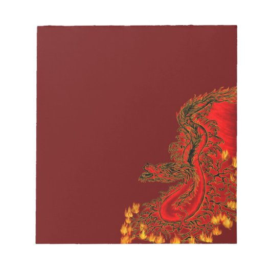 中国のドラゴンの赤と金のデザイン ノートパッド (正面)