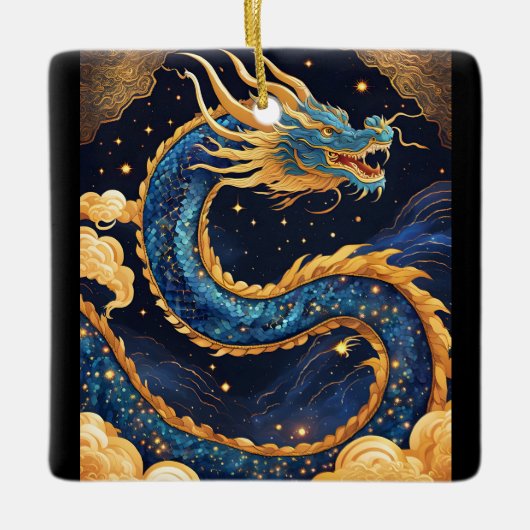 中国のドラゴンの飾り セラミックオーナメント (正面)