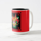 中国のドラゴンマスクアジア美術 ツートーンマグカップ (正面右)