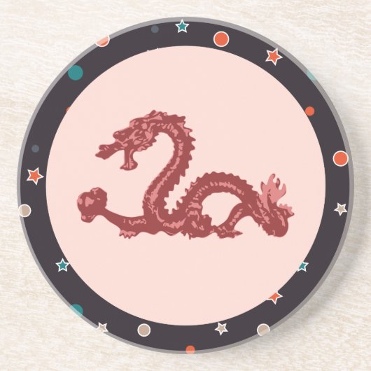 中国のドラゴン星柄ファンタジーアート コースター (正面)